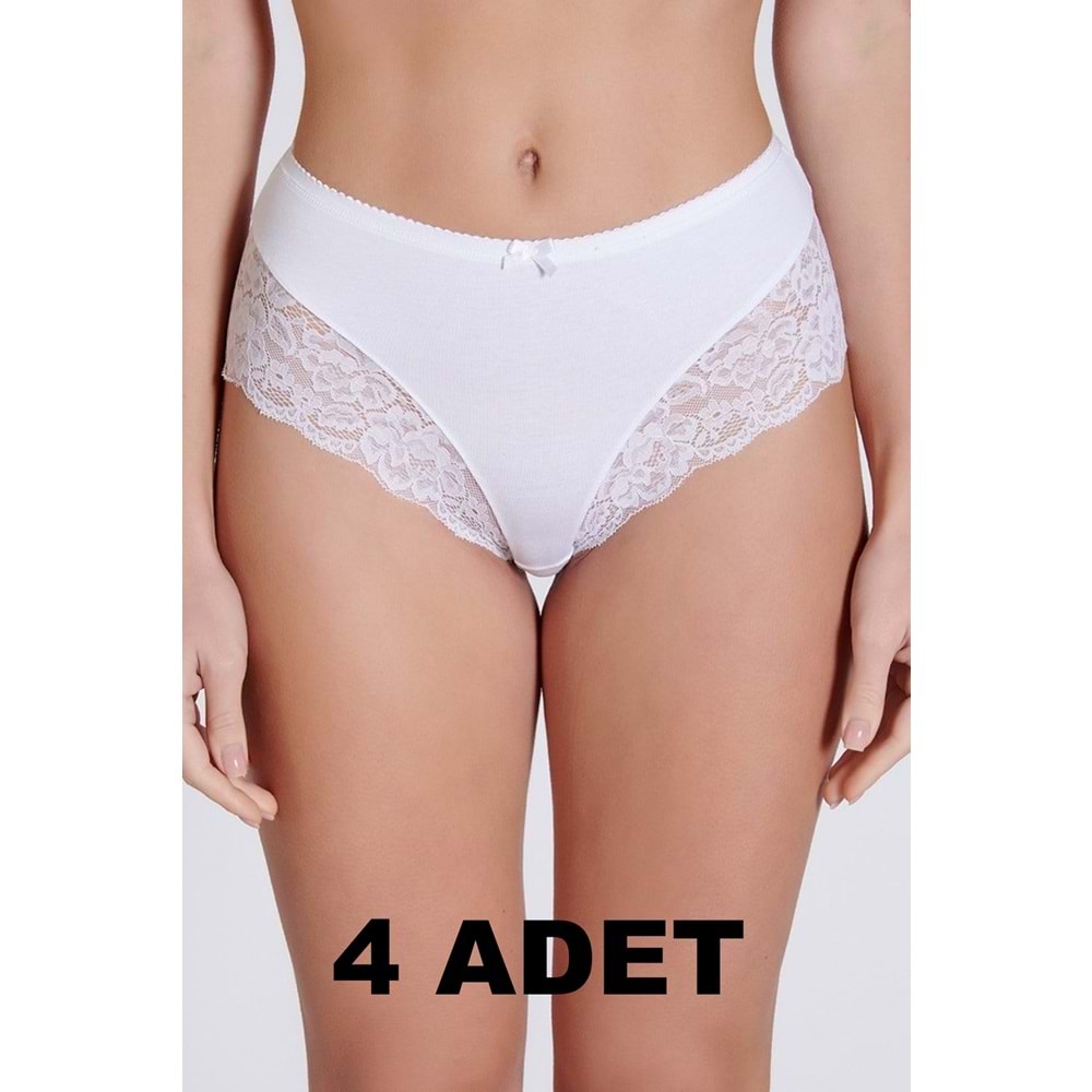 Belinay 4 Adet 0123 Dantel Detaylı Modal Kadın Külot Beyaz L