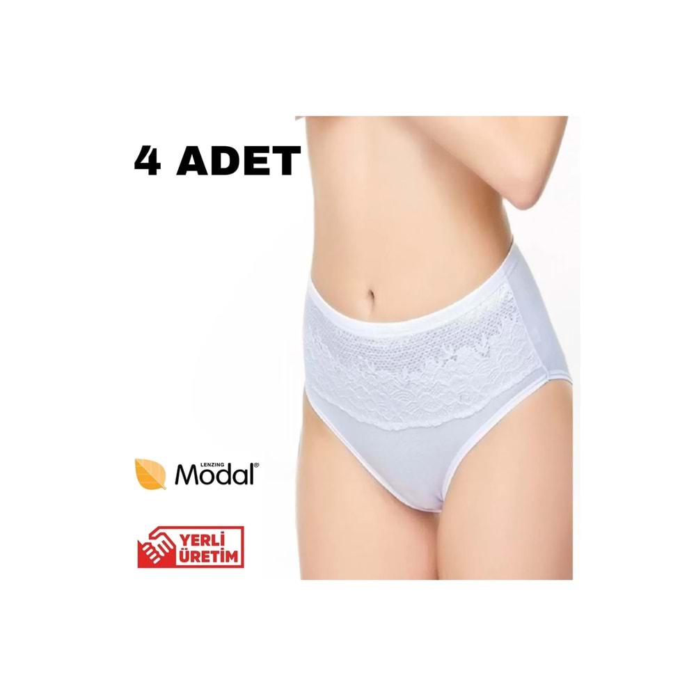 Belinay 4 Adet 0193 Yüksek Bel Toparlayıcı Kadın Külot Beyaz L