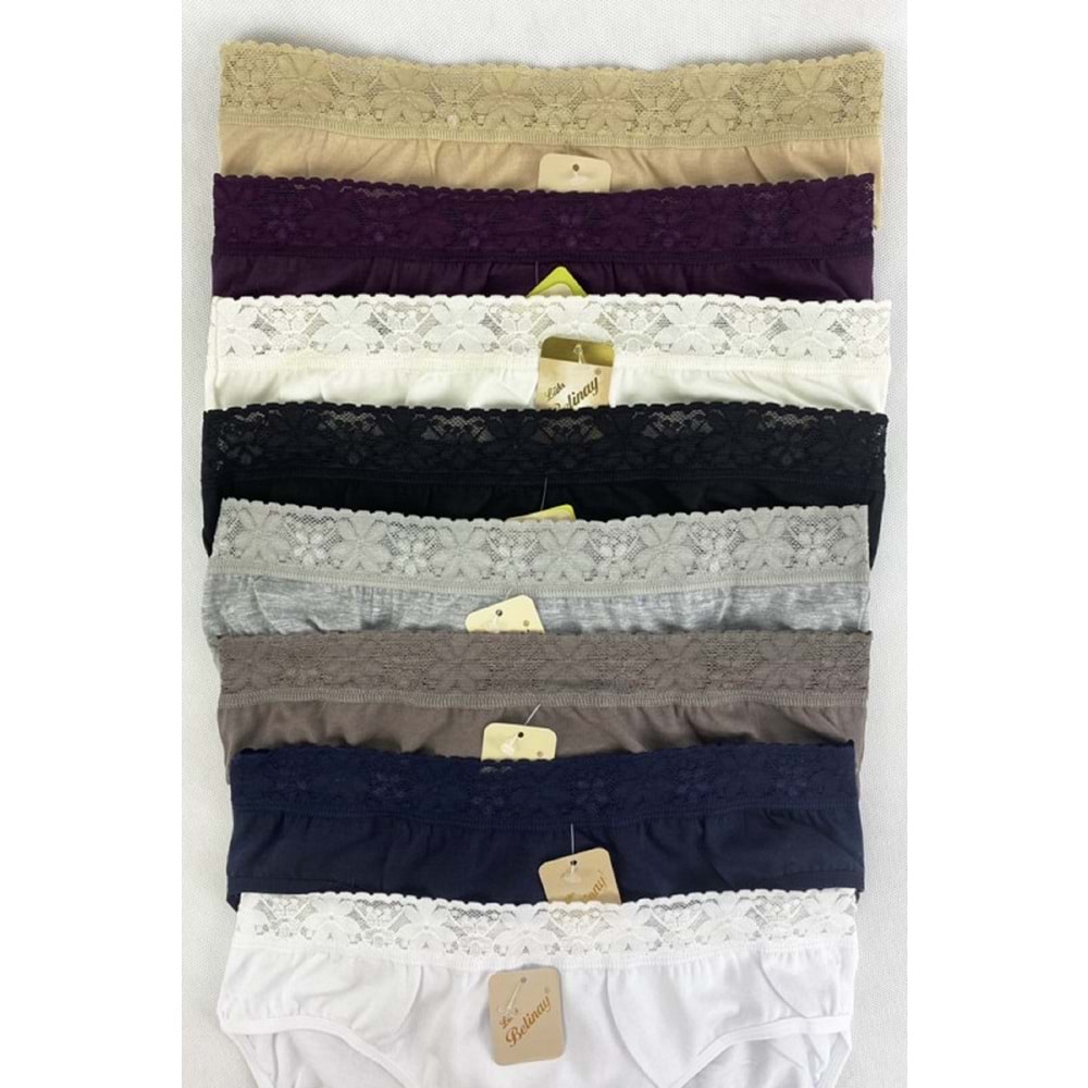 Belinay 6 Adet 04 Kadın Modal Beli Dantelli Külot Ten XL