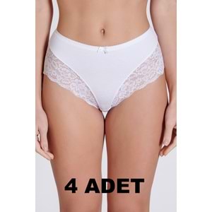 Belinay 4 Adet 0123 Dantel Detaylı Modal Kadın Külot Beyaz L