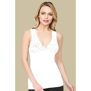 Belinay 0691 Dantelli Kadın Atlet Beyaz L