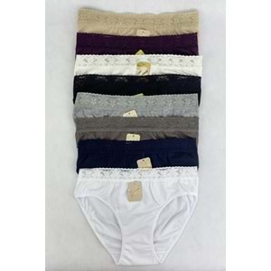 Belinay 6 Adet 04 Kadın Modal Beli Dantelli Külot Ten XL
