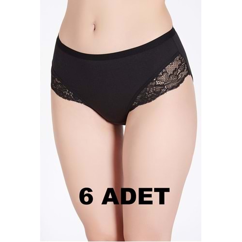 Belinay 6 Adet 0120 Kadın Yüksek Bel Dantelli Modal Külot