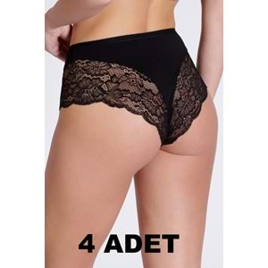 Belinay 4 Adet 0123 Dantel Detaylı Modal Kadın Külot Vizon M