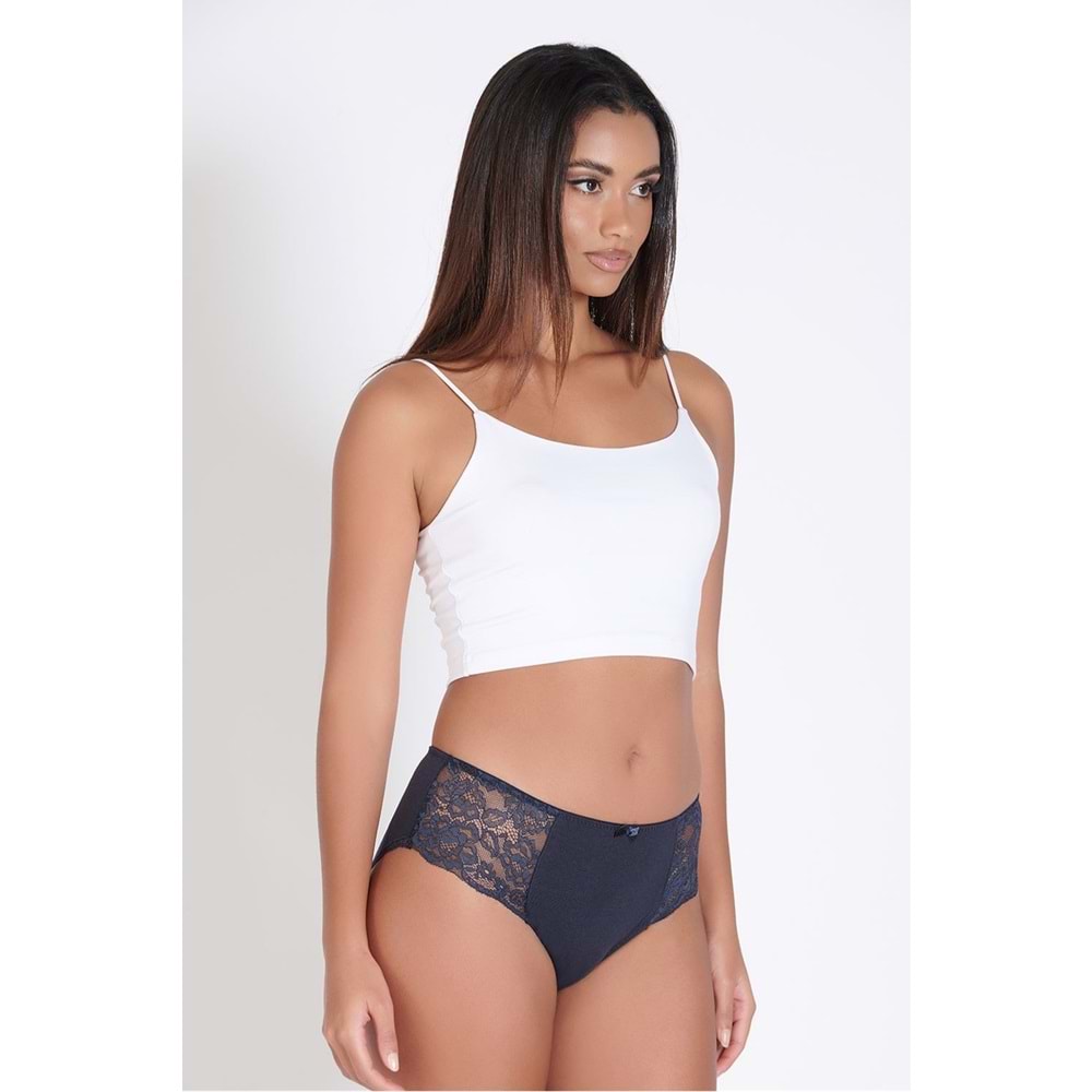 Belinay 4 Adet 0240 Yanları Dantelli Kadın Külot Lacivert XL