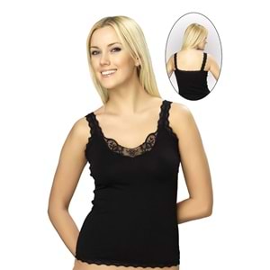 Belinay 0831 Dantel Detaylı Bayan Atlet Beyaz M