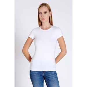 Belinay 0884 Kadın Modal Kısa Kollu Body Beyaz L