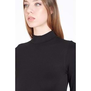 Belinay 0926 Kadın Uzun Kol Balıkçı Yaka Modal Body Siyah M