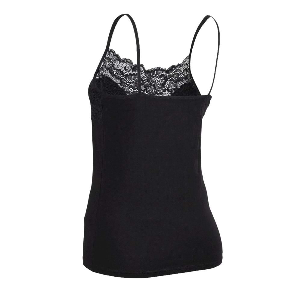 Belinay 1045 Dantelli İp Askılı Bayan Atlet Siyah M