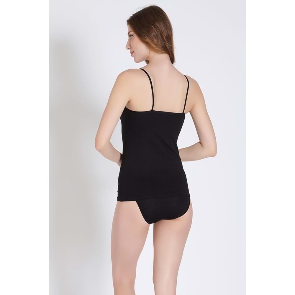 Belinay 1101 Dantelli İp Askılı Atlet Siyah XL