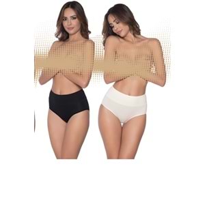 Belinay 3002 Kadın Yüksek Bel Külot SiyahEkruPudraVizon 4 lü Paket L