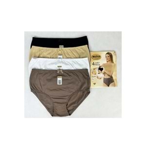 Belinay 3034 Kadın Yüksek Bel SiyahBeyazTenVizon 4lü Paket Külot XL