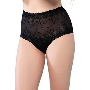 Belinay 3037 Önü Dantel Yüksek Bel Bato Külot Siyah L