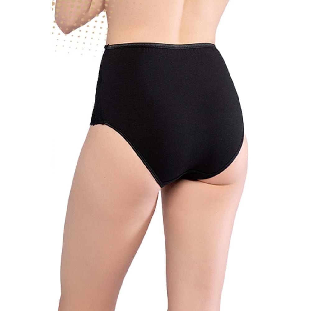 Belinay 3037 Önü Dantel Yüksek Bel Bato Külot Siyah L