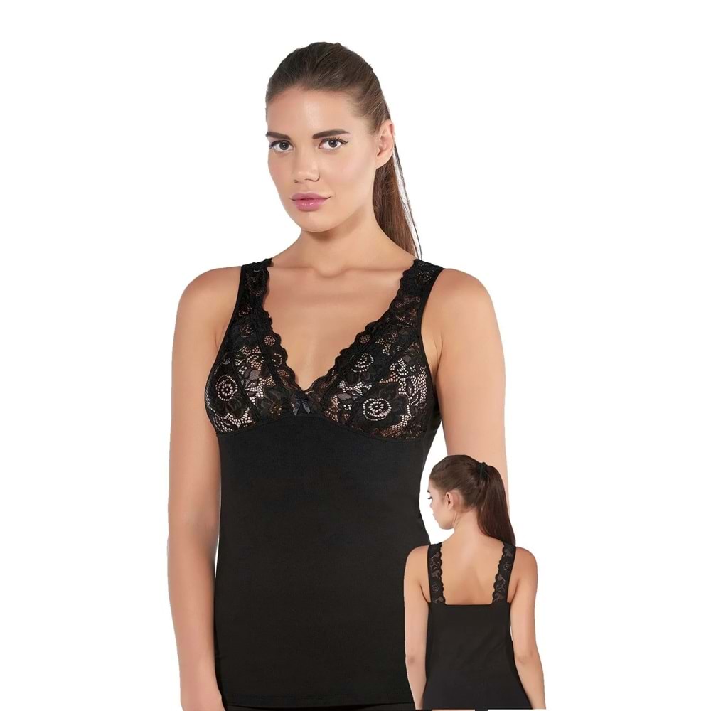 Belinay 0691 Dantelli Kadın Atlet Beyaz L