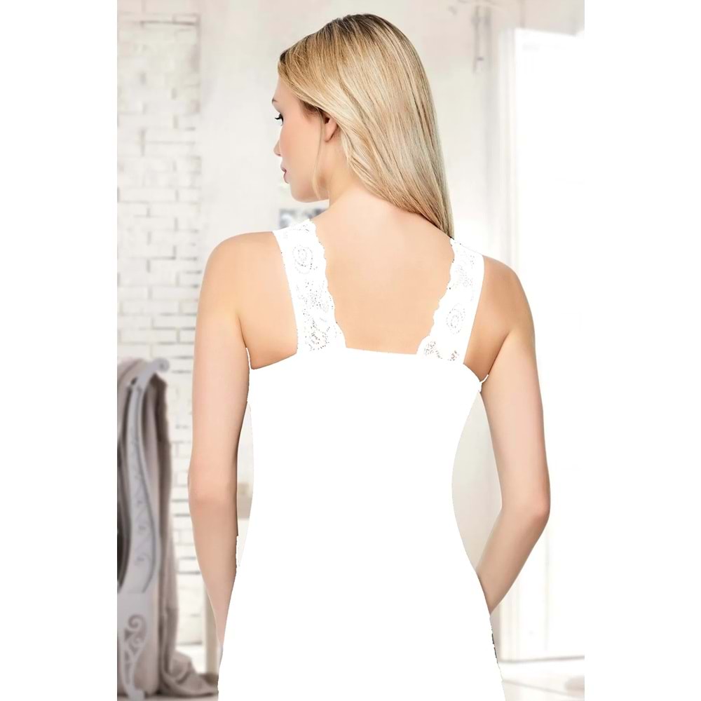 Belinay 0691 Dantelli Kadın Atlet Beyaz L