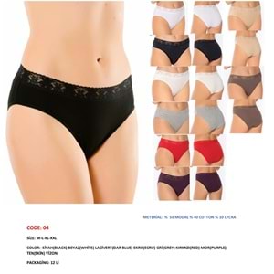 Belinay 6 Adet 04 Kadın Modal Beli Dantelli Külot Siyah XL