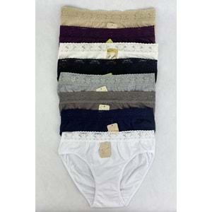 Belinay 6 Adet 04 Kadın Modal Beli Dantelli Külot Ten M